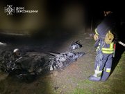 На Бериславщині уламки збитого дрона спричинили пожежу